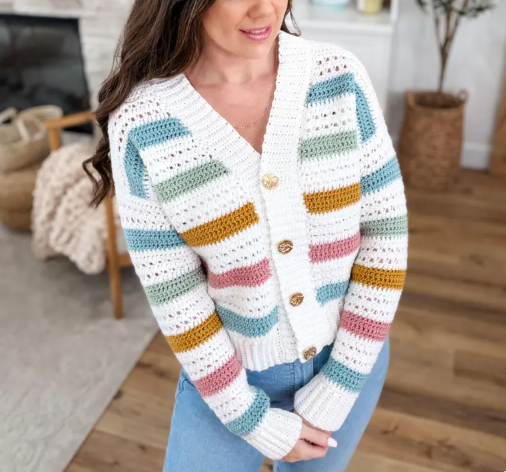 Crochet Rainbow Cardigan