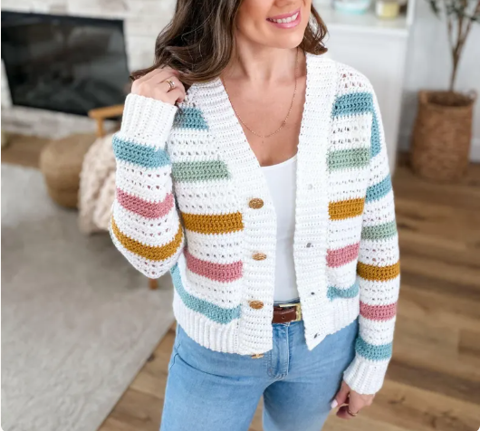 Crochet Rainbow Cardigan
