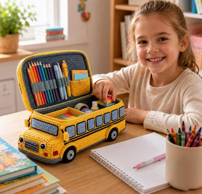 School Bus Pencil Case Crochet Pattern PDF – Digital Download