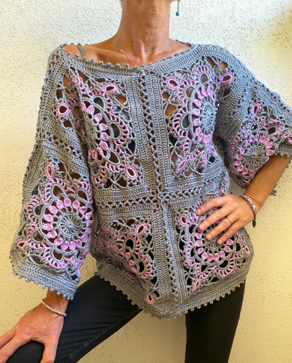 Bohemian Crochet Sweater Pattern – PDF