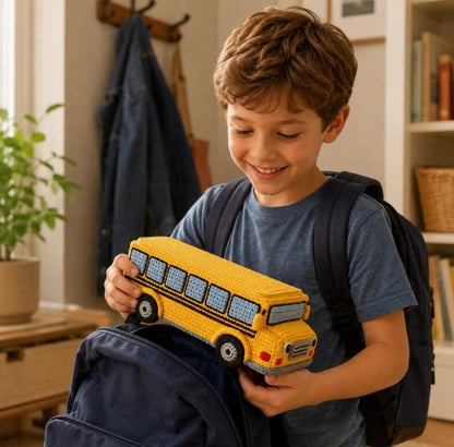School Bus Pencil Case Crochet Pattern PDF – Digital Download