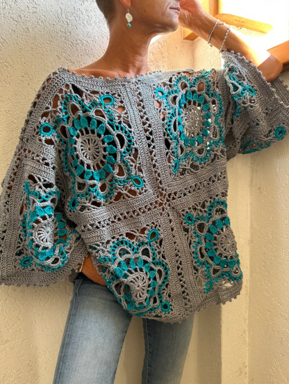 Bohemian Crochet Sweater Pattern – PDF