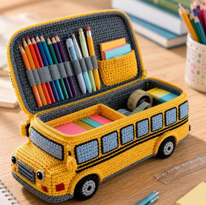 School Bus Pencil Case Crochet Pattern PDF – Digital Download