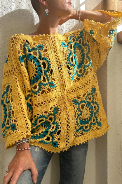 Bohemian Crochet Sweater Pattern – PDF