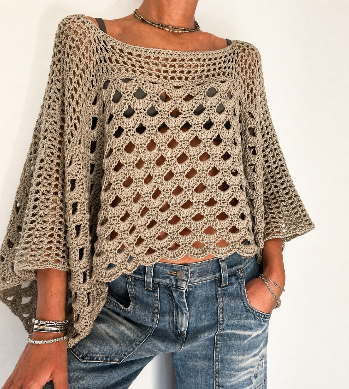 Crochet Mesh Poncho Pattern PDF