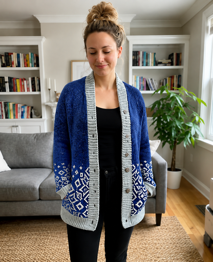Anleitung für gehäkelten Fair-Isle-Cardigan „Nordelle“ – PDF-Download
