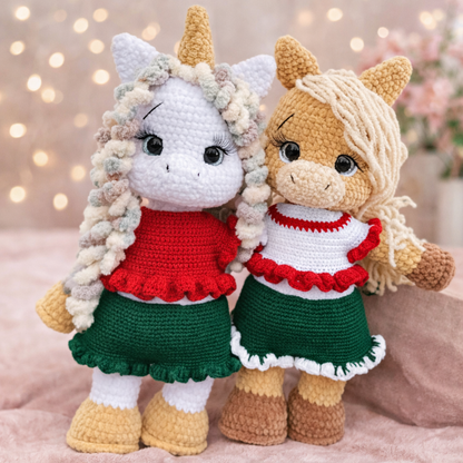 Enhjørning & Hest Hæklemønster – 2 i 1 Amigurumi PDF med Tøj