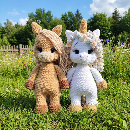 Enhjørning & Hest Hæklemønster – 2 i 1 Amigurumi PDF med Tøj