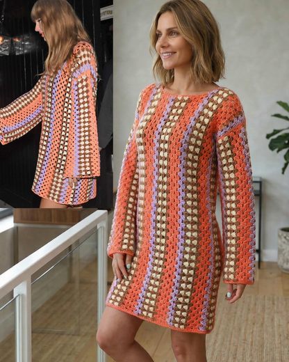 Taylor mönster för virkad klänning ✨ Festival Granny Stitch-klänning – Nybörjarvänlig – Omedelbar PDF – XS–3XL