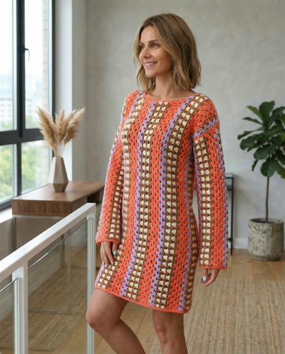 Taylor mönster för virkad klänning ✨ Festival Granny Stitch-klänning – Nybörjarvänlig – Omedelbar PDF – XS–3XL